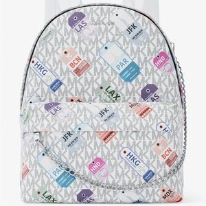 Michael Kors Rhea Medium Color-Block Signature Logo Backpack Light Quartz